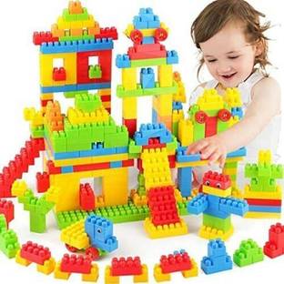 Willyard Lego Building Blocks 100+pieces (92 Pieces +8 Tyres)Toys For Kids Learning Development Creative Thinking Puzzle Game Fun Plastic Colorful Pattern House Indoor Outdoor Fun Game