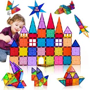 toyden GEL TILES MagPlay 40 pcs of Magnetic Tiles Building Blocks with Storage Box