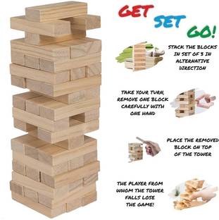 टीव्हीएम Tipsy tower wooden block game for kids & adults. Jenga, tumbling tower, Fun game