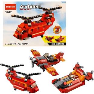 Toys R Us Universe of Imagination 3 in1 Architect Series Red Rotor Construction Block Toy for Kids 6+ Year 145+pcs