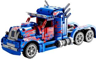 Vaniha 619 Pcs Optimus Prime Building Block Truck Set, Construction Truck Blocks Toy