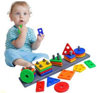 DOOLBOOL Sorting Stacking Color Stacker Shape Sorter Learning Geometric Blocks Toy