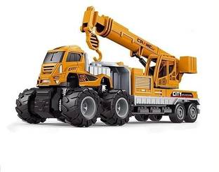 Zuuluzrs Construction Crane Toys with Friction Powered Miniature Car Vehicle Toy for Kids