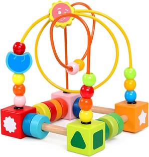 Happy Hues Bead Maze Wooden Toys for Baby,Colorful Roller Coaster Montessori Toys