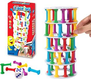 KIDOLOGY Stacking Game Tumbling Tower, Building Blocks with Dice Learning Toy