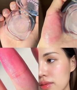 HUZURLU Best Warm Change Blush,Pink Cream Blush,Transparent Crystal Color Changing