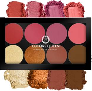 COLORS QUEEN Matte Blusher Palette with Shimmer Highlighter and Contour for Face & Cheeks