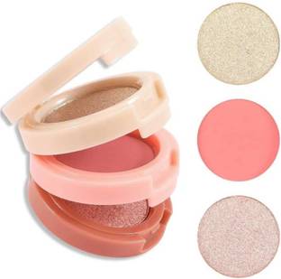 TRENDEE HUDA 3 in 1 HD Baked 3 Color Blusher, Highlighter, Eyeshadow Palette.