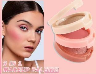 BLUEMERMAID 3 In 1 Blush Palette Three-layer Blusher Highlighter Contouring Peach