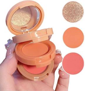 LOVE HUDA 3in1 HD Baked 3 Color Blusher, Highlighter, Eyeshadow Palette Brush Highlighter
