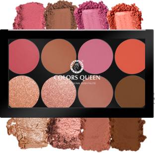 COLORS QUEEN Matte Blusher Palette with Shimmer Highlighter and Contour for Face & Cheeks