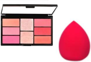 WECHARMERZ Matte Pro Blusher & Highlighter Palette for Face makeup With Makeup Sponge puff
