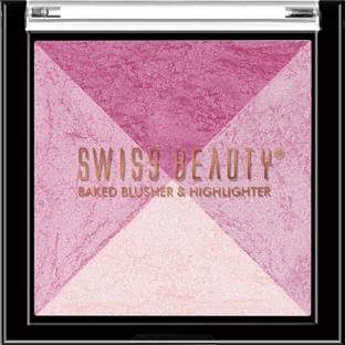 SWISS BEAUTY Mini Baked Shimmer Blusher and Highlighter Palette for Face makeup
