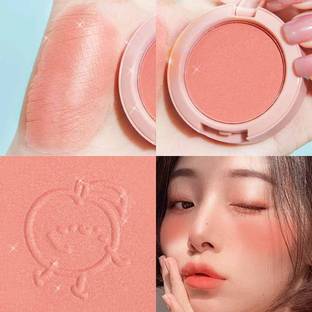 MYEONG Makeup Orange Korean Cheek Lightweight Long Lasting Blush With Mirror And Brush