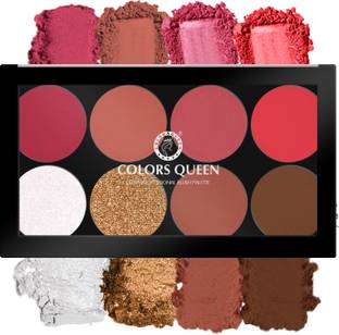 COLORS QUEEN Matte Blusher Palette with Shimmer Highlighter and Contour for Face & Cheeks