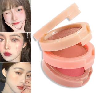 SEUNG 3 Colors Eyeshadow Palette Highlighting Blush Palette Multi-Purpose