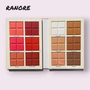 RANORE Daroge Touch Blusher & Contour Palette ,12 Color Touch Cheek Blush and Contour