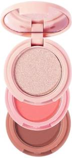 BEAUTYATH blusher & highlighter 3 in 1 mini compact palette (