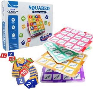Clapjoy Squared Strategic Number Game for 2-4 Players | Board Game for Kids & Adults Party & Fun Board Game