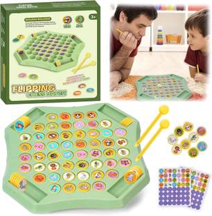 calyxia 54PCS Animal Flip Chess Memory Chess Game, Animal Flip Matching Chess Board Board Game Accessories