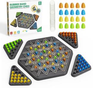 ARIZON Triggle Chain Triangle Chess– Rubber Band Strategy Board Game for Kids & Adults Strategy & War Board Game
