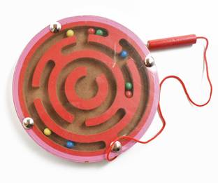 justhandmade Magnetic Pen Driving Bead Maze Wooden Jigsaws Puzzle Board Game for Kids(Circle) Party & Fun Board Game