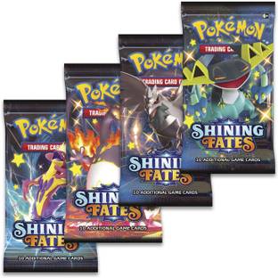 MOONZA Pokémon TCG: Sword & Shield Shining Fates Sleeved 4 Booster Pack For kids Party & Fun Board Game