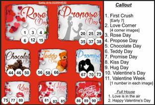 Kanha Arts Love days Tambola Tickets kity party theme size 6 by 4 inch 18 Cards Party & Fun Board Game