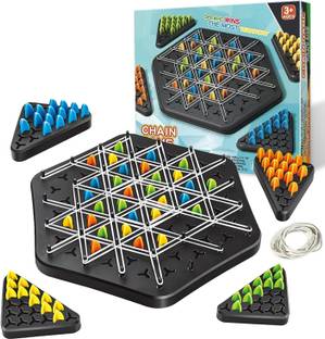 ARIZON Triangle Triggle Chain Chess – Rubber Band Puzzle Board Game for Kids & Adults Strategy & War Board Game