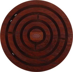 ORTUS Wooden Labyrinth Board Game Ball in Maze Puzzle Handcrafted in India (Diameter - 4 Inches) Board Game Accessories