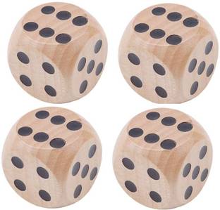 MOREL 4 PCS Wooden Big DICE 3CM with Black Color Dots for Playing Snake & Ladder Ludo. Board Game Accessories