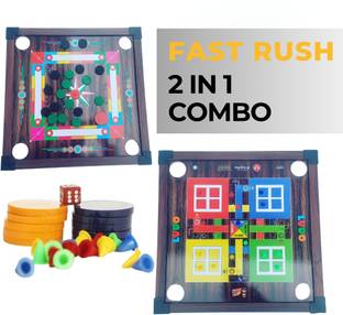 फास्ट रश 2-in-1 Game Combo, Carrom Board & Ludo Board Game बोर्ड गेम