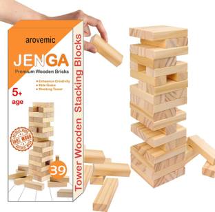 एरोवेमिक Jenga Wooden Block Stacking Tower Game for Kids Ages 5 and Up-5-6 बोर्ड गेम
