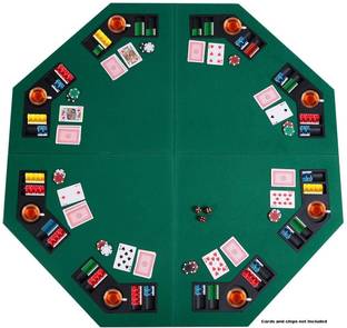 Protos India.Net 8 Players Folding Poker Table Top Octagon Green soft Cloth Board Game Accessories