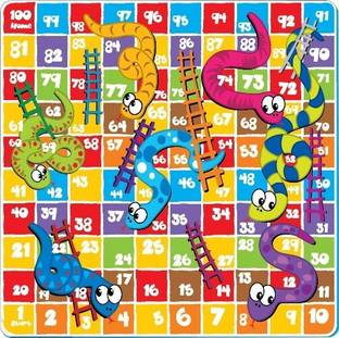 Sunta 16pcs H.trf Printed Jigsaw Puzzle - Snake & Ladders; Packing In Color Box Strategy & War Board Game