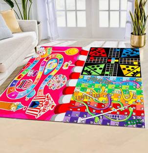 Muren 3 in 1 Ludo, Snake Ladder, Count & Run Play Mat 5 X 5 Ft - 4 Inch Dice & Tokens Party & Fun Board Game