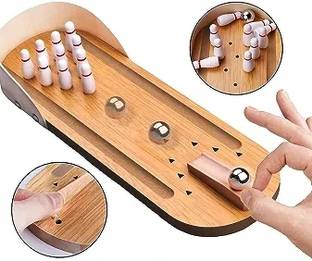टॉयज़ का स्टोरी Wooden Mini Bowling Game Tabletop Toy Set for Adults and Kids बोर्ड गेम