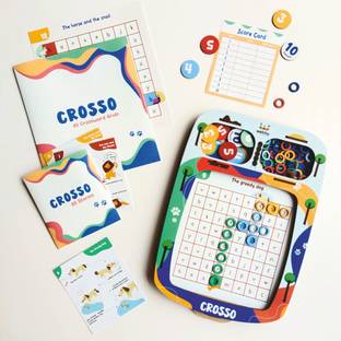 Webby Wooden Crosso-Spell The Story Maze Game, Table Top Fun Family Game Set for Kids Word Games