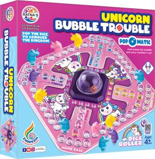 Ratnas Unicorn Bubble Trouble (1955) Pop O Matic Dice Roller Ludo Party & Fun Board Game