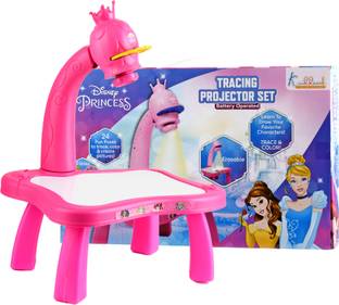 Kriiddaank Disney Princess Drawing Kids Projector Set Painting Desk Board Game for Kids Educational Board Games