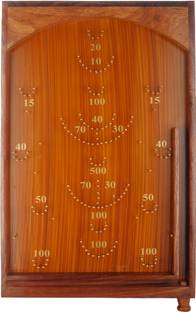 Shriji Crafts Wooden Bagatelle Traditional Crafted Tabletop Pinball Game Educational Board Games