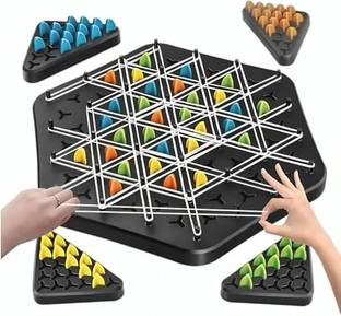 calyxia Triggle Game with Rubber Band Large Size Chain Triangle Chess Game, Triggle Game Board Game Accessories