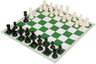 BCBESTCHESS Roll- Up Vinyl Chess Board with Storage Bag & Extra Queens (17x17 Inches, Green) Strategy & War Board Game