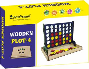 Kraftsman Wooden Board Game of Connect 4 Grid game or Get 4 in a Row Strategy & War Games Party & Fun Board Game