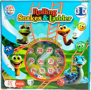 Ratnas 3D Rolling Snakes & Ladders Strategy & War Games Board Game (1956) Strategy & War Board Game