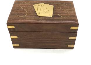 Master Piece Crafts Playing Card Wooden Box with Two Set of Playing Paper Cards. Combo Deal Educational Board Games