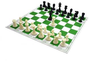 3D Galaxy 17'' x 17'' Tournament Chess Vinyl Foldable Chess Game with Solid Plastic Pieces Dart Board Game