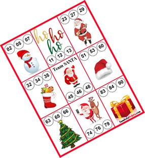 Tambola Tickets Jolly Santa's House Ho ho ho Theme Tambola Housie Bingo Tickets(24 unique cards) Board Game Accessories