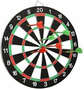 SERVEUTTAM Double Faced 15 inch Portable Dart Board with 4 Darts Set for Kids Children Dart Board Game