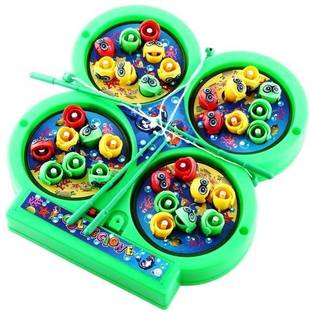 Riddhi Crafts Kids Fish Catching Game with Sound, Fishing Game 32 Pieces Fish & 4 Fishing Rod Board Game Accessories